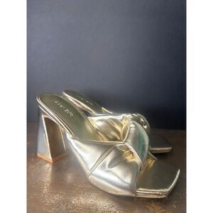 Open Edit Platform Sandals 8 Puff Straps Wedding Glamour Vegas Party Gold Saydee